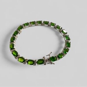 DK925 Stainless steel Emerald Green Tennis Bracelet
